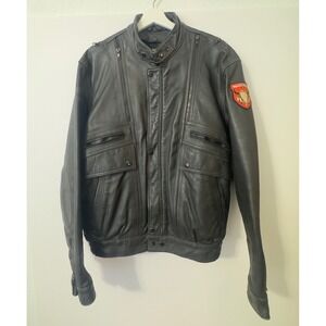 Vintage Hein Gericke Leather Motorcycle Jacket Mens 46 Black 1995 Sturgis